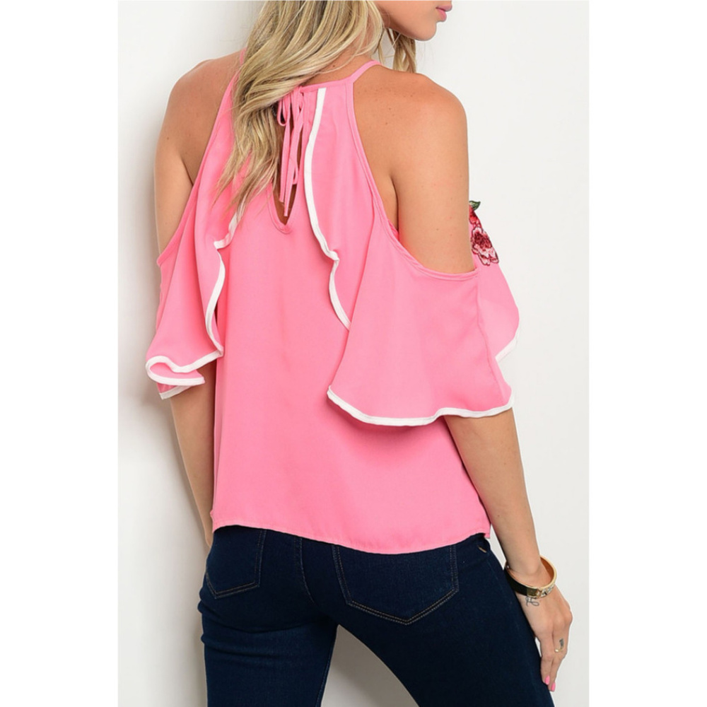 🆕 Rose embroidered Ruffles Blouse - Picture 2 of 2